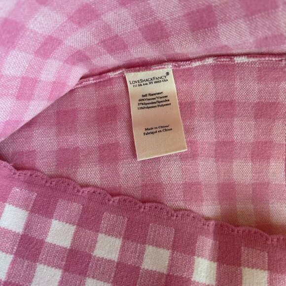 NWT LoveShackFancy Kellen Plaid Knit Mini Dress XSmall Pink Pearl Plaid - Picture 6 of 9